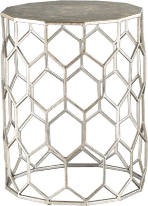 Hammered Geometric Honeycomb Accent Table