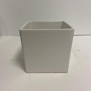 White Ceramic Cube Vase 5"
