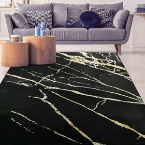 Black & Gold Marble Area Rug
