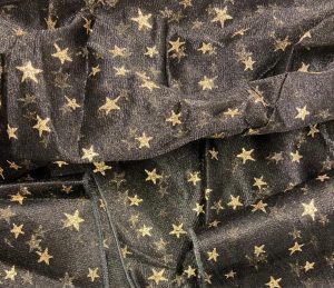 Black and Gold Star Overlay Linen 90"