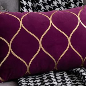Purple with Gold Quarterfoil Velvet Pillow 12" x 20"