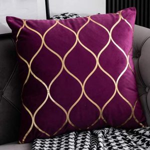 Purple with Gold Quarterfoil Velvet Pillow 18" x 18"