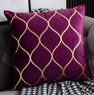 Purple with Gold Quarterfoil Velvet Pillow 18" x 18"