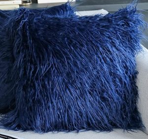 Navy Blue Shag Pillow 18" x 18"