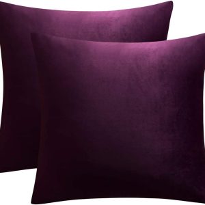 Eggplant Purple Velvet Pillow 20" x 20"