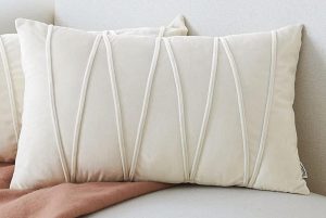 Cream Ivory Braid Velvet Pillow 12" x 20"