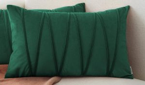 Emerald Green Braid Velvet Pillow 12" x 20"