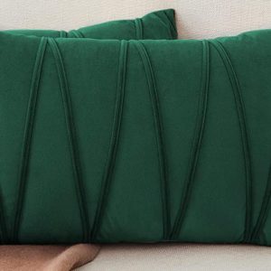 Emerald Green Braid Velvet Pillow 12" x 20"