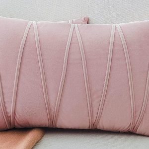 Blush Pink Braid Velvet Pillow 12" x 20"
