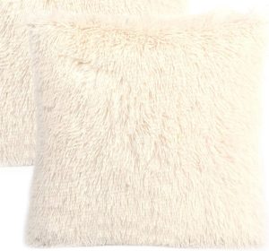 Cream Ivory Faux Fur Pillow 18" x 18"