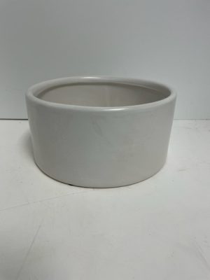 White Round Ceramic Planter 8"x4"