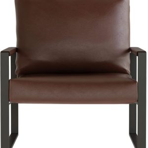 Brown Leather & Black Metal Armchair