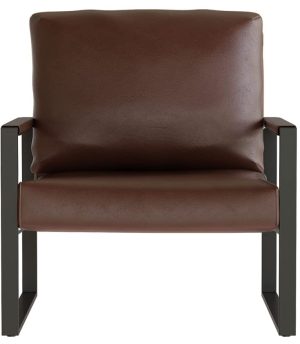 Brown Leather & Black Metal Armchair