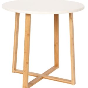 White Top Natural Wood Accent Table