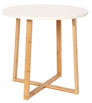 White Top Natural Wood Accent Table