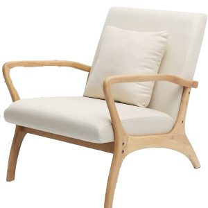Beige Linen Accent Chair