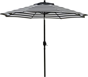9' Black & White Striped Umbrella