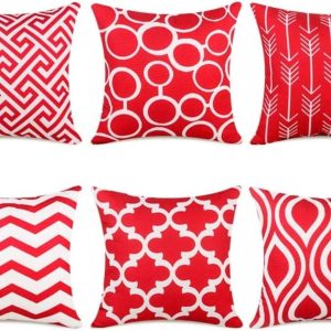 Red Geometric Pillow 20" x 20"