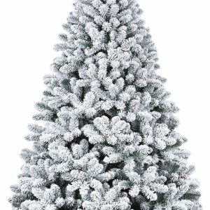 7.5'H White Flocked Pine Christmas Tree