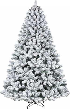 7.5'H White Flocked Pine Christmas Tree