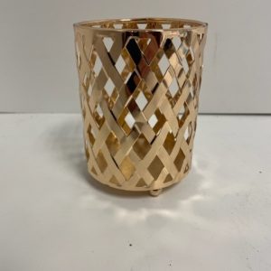 Gold Metal Lattice Votive 4"