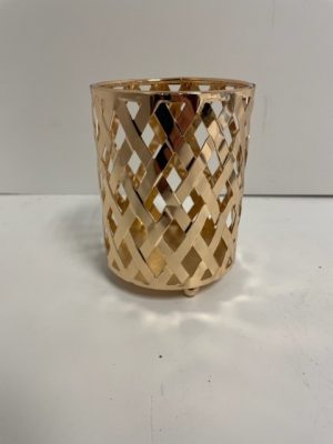 Gold Metal Lattice Votive 4"