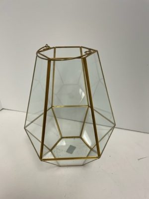 Glass Gold Terrarium / Candle Holder  12" x 9 1/2"