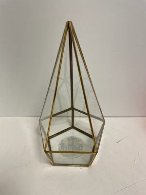 Glass Gold Terrarium/ Candle Holder 13"x 7"