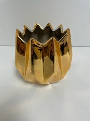 Gold Ceramic Lotus Vase 5"x 6"