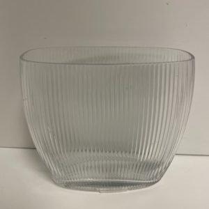 Clear Ribbed Glass Oval Vase 7"