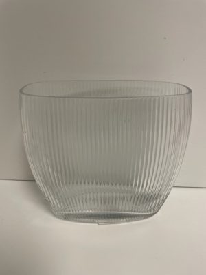 Clear Ribbed Glass Oval Vase 7"