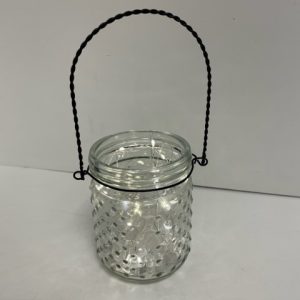 Hanging Hobnail Jar with fairy lights 5"