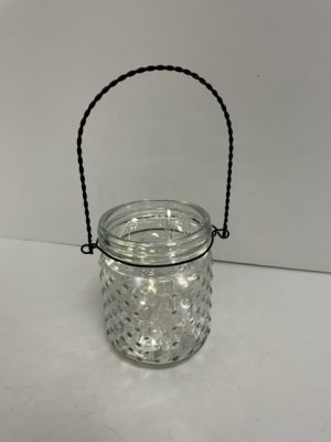 Hanging Hobnail Jar with fairy lights 5"