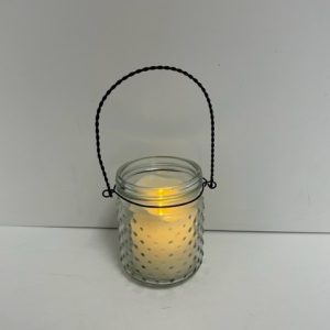 Hanging Hobnail Jar with Pillar Candle 5"