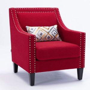 Red Nail Head Accent Chair