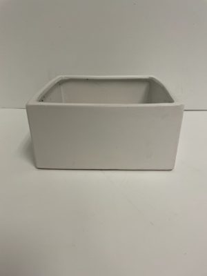 White Ceramic Low Square Planter 8" x 4"