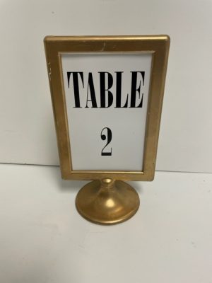 GOLD RECTANGLE TABLE NUMBER FRAME 8" X 5"