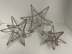 Silver Metal Wire Star Sculptures 7"