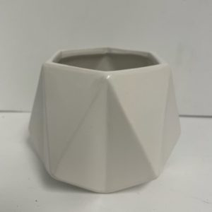 White Ceramic Diamond Vase 4"x6"