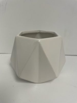 White Ceramic Diamond Vase 4"x6"