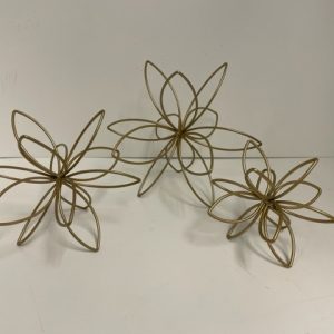 Gold Metal Flower Sculpture Trio 5"