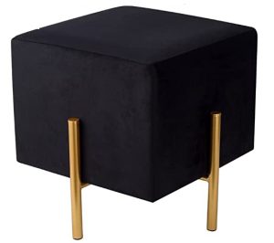 Black Ottoman with Gold Legs