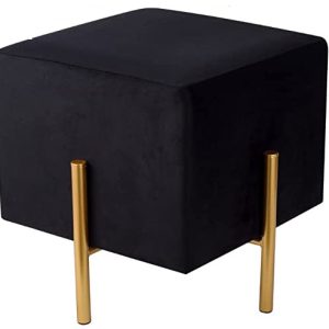 Black Ottoman with Gold Legs