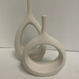 White Ceramic Modern Bud Vase duo 9.5"