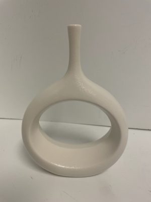 White Ceramic Modern Bud Vase 6.5"x9.5"