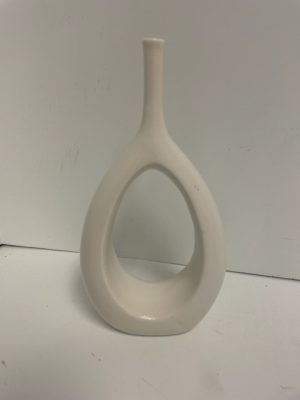 White Ceramic Modern Bud Vase 6"x12"