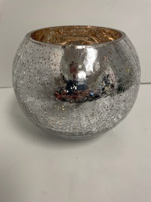 Silver Crackle Bubble Bowl 8"