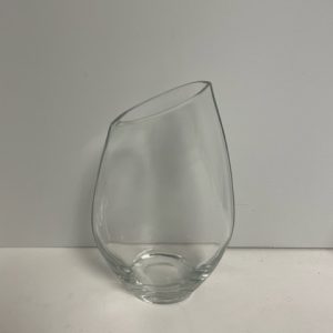 Clear Glass Slanted Teardrop Vase 8"