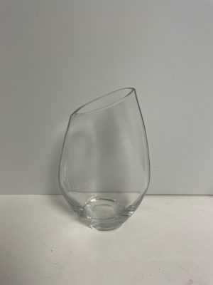 Clear Glass Slanted Teardrop Vase 8"