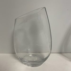 Clear Glass Slanted Teardrop Vase 10"